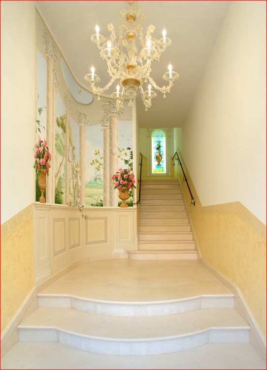 Scala d'ingresso con trompe l'oeil - acrilico su muro - cm. 500x400 ca. - Particolare